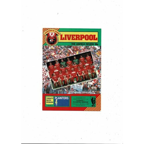 Liverpool v Austria Memphis European Cup Football Programme 1984/85