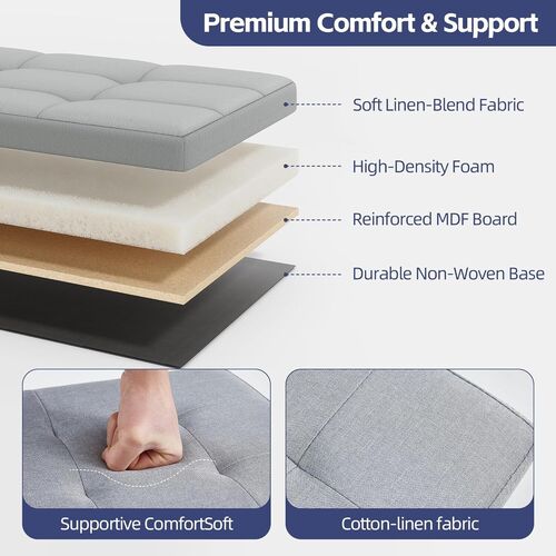 mcc direct Foldable Storage Ottoman, Small Footrest Cube, Storage Bench with Lid, 1 Storage Box for Bedroom & Living Room, 36 cm