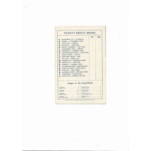 1956 Sunderland v Birmingham City FA Cup Semi Final Football Programme