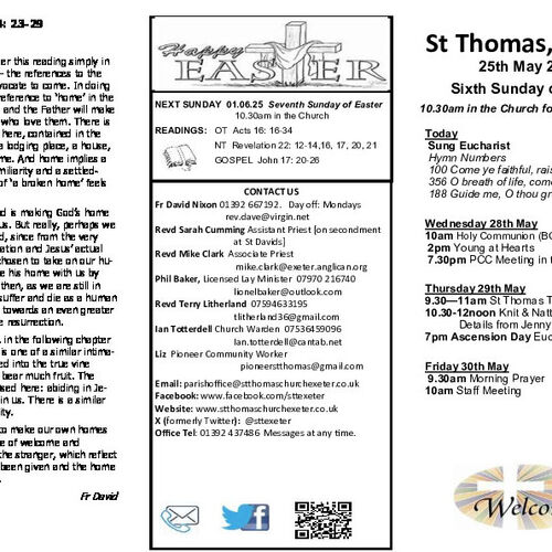 Pew Sheet | The Parish of St Thomas, Exeter