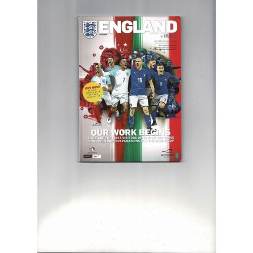 2018 England v Italy Football Programme + Insert & Press Cuttings
