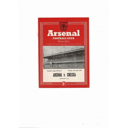 1952/53 Arsenal v Chelsea Football Programme