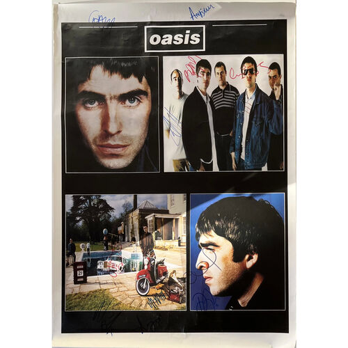 Oasis and Travis Band-Signed Poster
