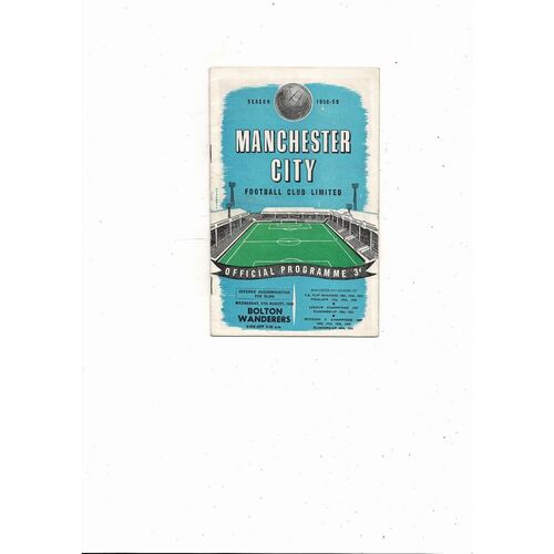 1958/59 Manchester City v Bolton Wanderers Football Programme