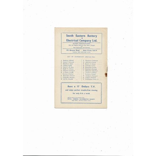 1959/60 Millwall v Exeter City Football Programme