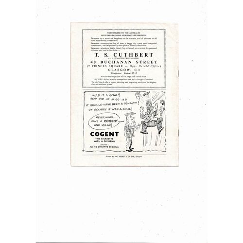 1958/59 Scottish League v League of Ireland Friendly Football Programme @ Ibrox