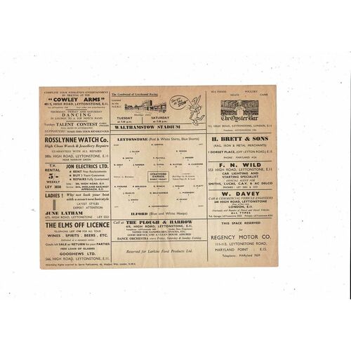 1959/60 Leytonstone v Ilford Isthmian League Football Programme