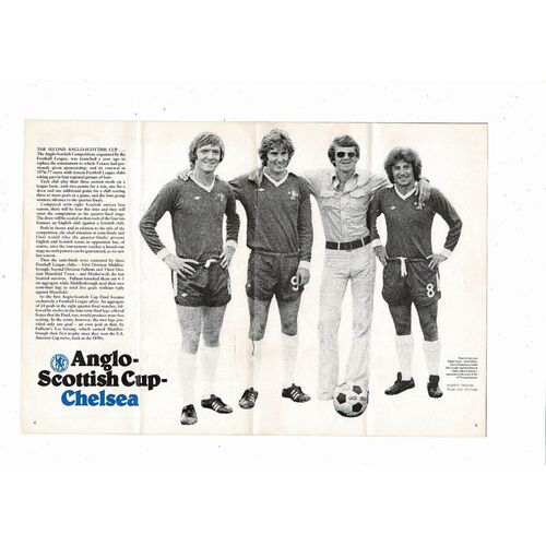 Chelsea v Fulham Anglo Scottish Cup Football Programme 1976/77