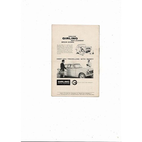 1961/62 Birmingham City v Fulham Football Programme