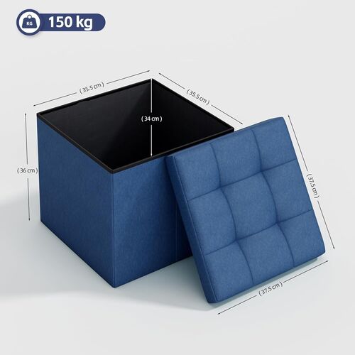 mcc direct Foldable Storage Ottoman, Small Footrest Cube, Storage Bench with Lid, 1 Storage Box for Bedroom & Living Room, 36 cm