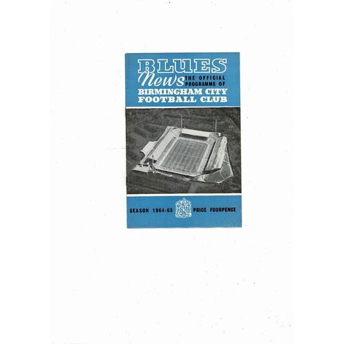 1964/65 Birmingham City v Manchester United Football Programme