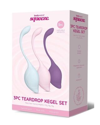 Bodywand Squeeze 3 Piece Teardrop Weighted Kegel Set Purple Pink Blue