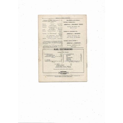 1951 England v France Football Programme @ Arsenal