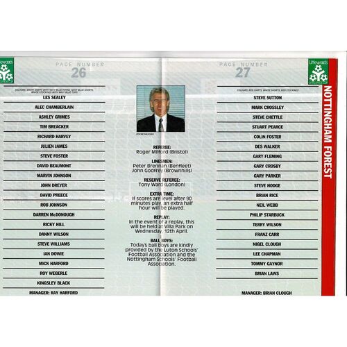 1989 Nottingham Forest v Luton Town League Cup Final Football Programme