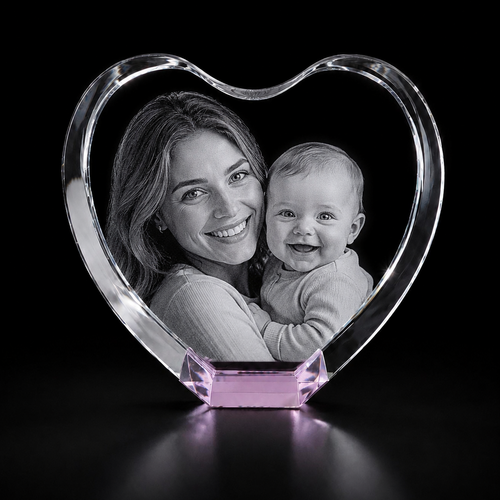 Personalised 3D Pink Crystal Heart – UK Exclusive