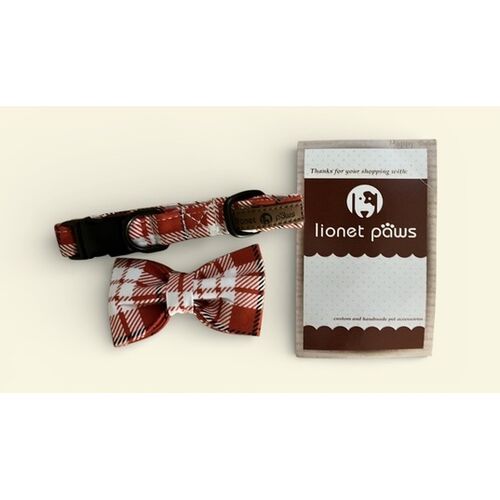 Lionet Paws Cotton Dog Collar with Bow tie - Adjustable