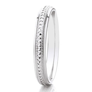 9ct 3mm DIAMOND CUT beaded mille-grain ring