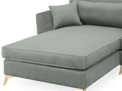 DEVA CHAISE CORNER SOFA IN GREY PLUSH