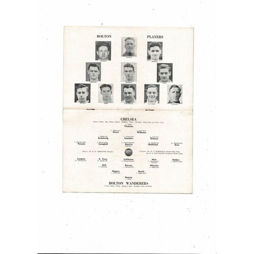 1952/53 Chelsea v Bolton Wanderers Football Programme