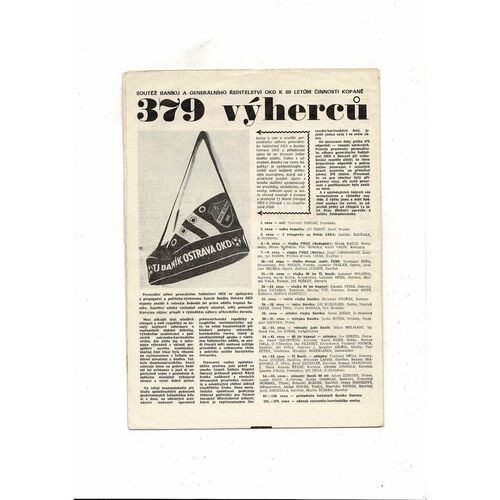 Banik Ostrava OKD v Glentoran UEFA Cup Football Programme 1982/83