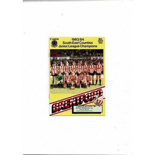 1984/85 Brentford v Lincoln City Football Programme