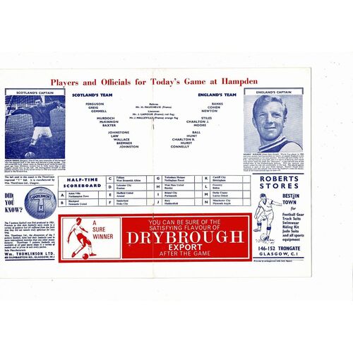 1966 Scotland v England Football Programme