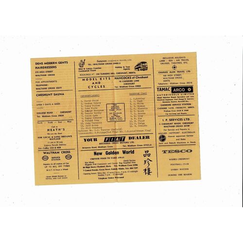 Cheshunt v Dagenham FA Cup Football Programme 1973/74