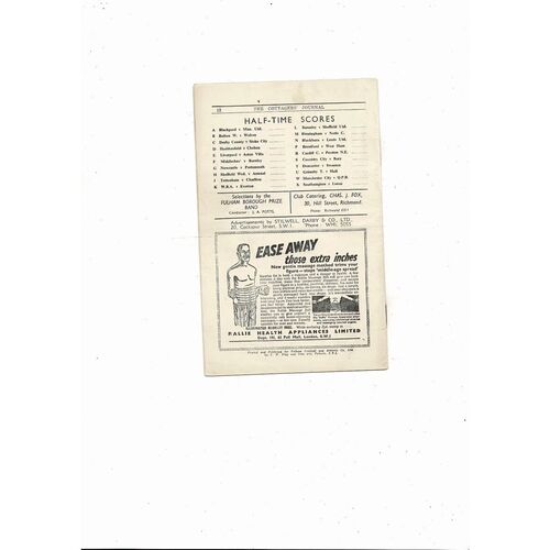 1950/51 Fulham v Sunderland Football Programme