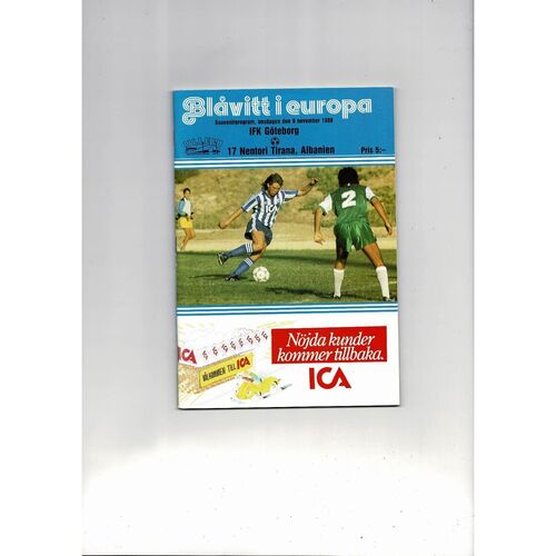 Gothenburg v 17 Nentori Tirana European Cup Football Programme 1988/89