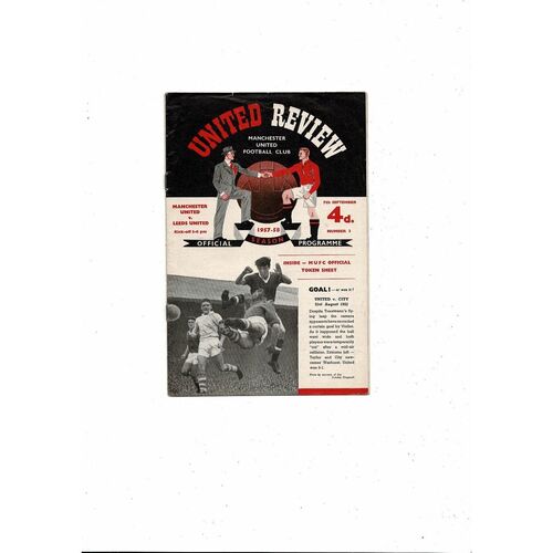1957/58 Manchester United v Leeds United Football Programme