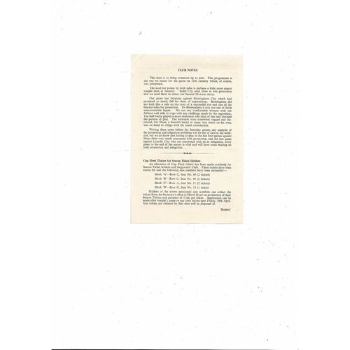 1954/55 Port Vale v Stoke City Programme Postponed + Insert for game played