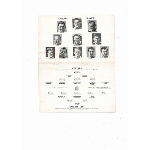 1952/53 Chelsea v Cardiff City Football Programme
