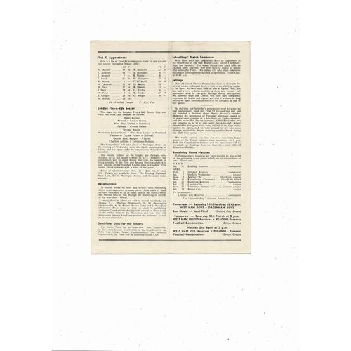 1955/56 West Ham United v Stoke City Football Programme