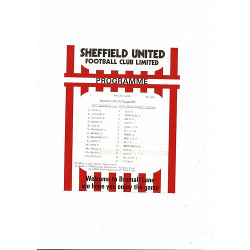 Sheffield United v Leeds United Central League Football Programme 1983/84