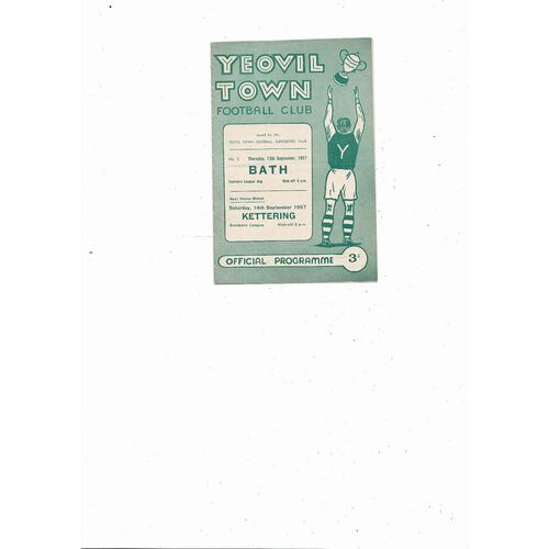1957/58 Yeovil Town v Bath City Southern League Cup Football Programme