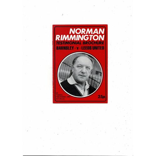 Barnsley v Leeds United Norman Rimmington Testimonial Football Brochure 1980/81