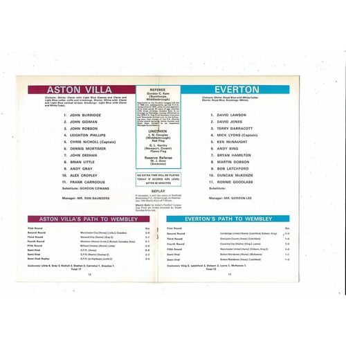 1977 Aston Villa v Everton League Cup Final Football Programme