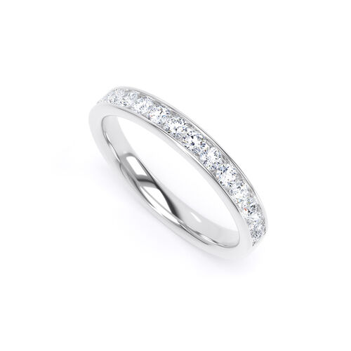 Channel set round brilliant cut diamond ring