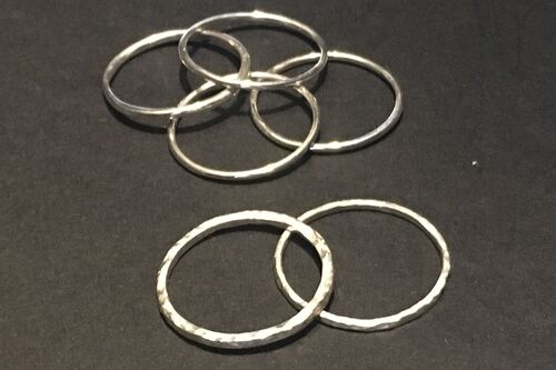 Silver Textured Stacking Rings