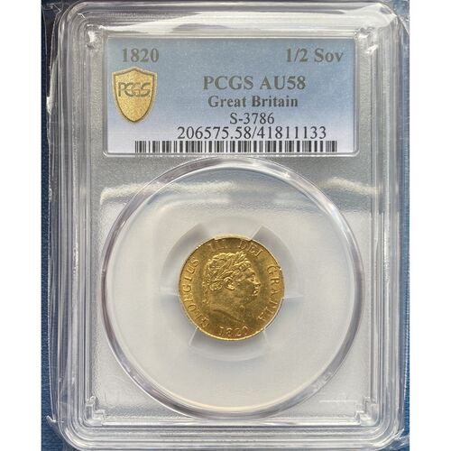 Rare 1820 King George 111 gold half sovereign