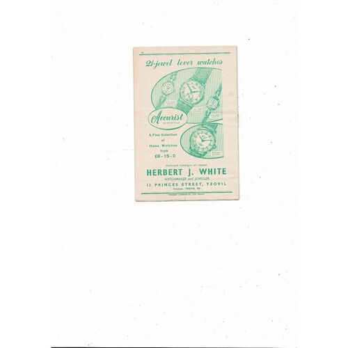 1956/57 Yeovil Town v Kettering Southern League Football Programme