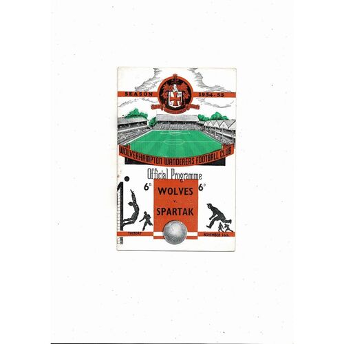 Wolves v Spartak Moscow Friendly Football Programme 1954/55