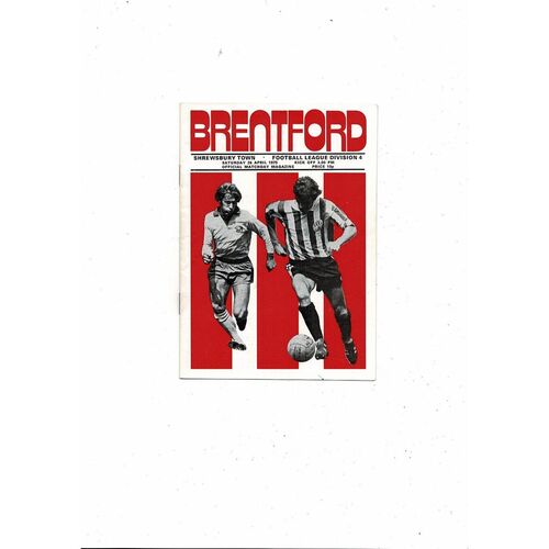 1974/75 Brentford v Shrewsbury Town Football Programme