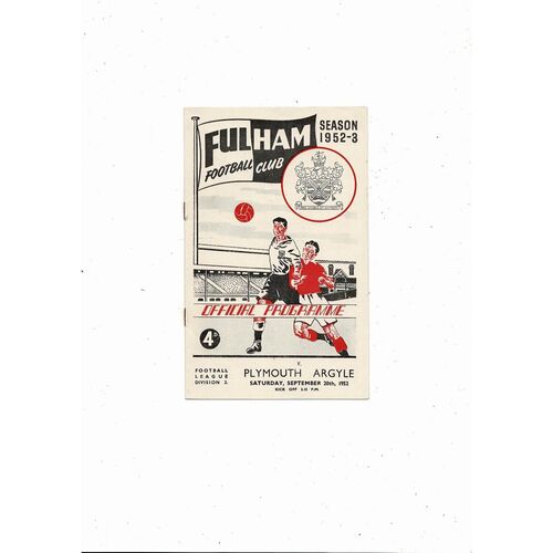 1952/53 Fulham v Plymouth Argyle Football Programme