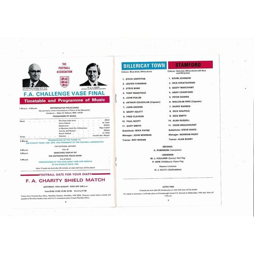 1976 Billericay Town v Stamford FA Vase Final Football Programme