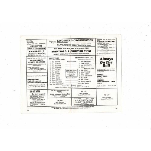 1970/71 Brentford v Peterborough United Football Programme