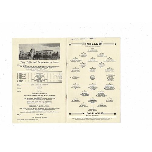 1960 England v Yugoslavia Football Programme