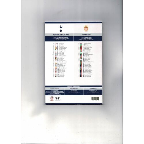Tottenham Hotspur v AS Monaco Europa League Football Programme 2015/16
