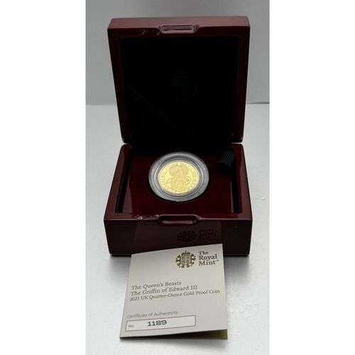 2021 Gold 1/4 Ounce Proof Queens Beast Griffin of Edward