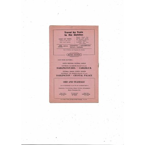 1959/60 Darlington v Crewe Alexandra Football Programme